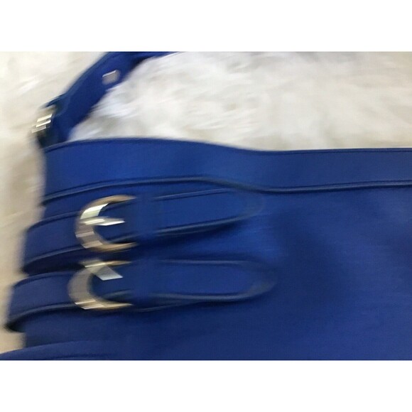 Rossetti Blue Handbag Shoulder Bag Satchel Purse Pocketbook Silver Buckles - Picture 3 of 13